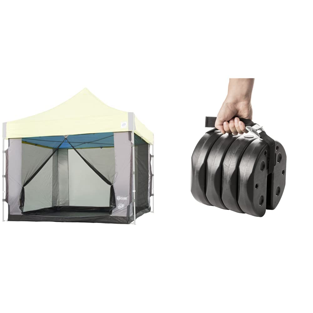 E-Z UP Cube Mesh Canopy Screen Room, Fits 10' x 10' Straight Leg Canopy & US Weight Tailgater Canopy Weights, Safe Installation, and Removal to Secure Tents, Canopies, and Umbrellas at Outdoor Events
