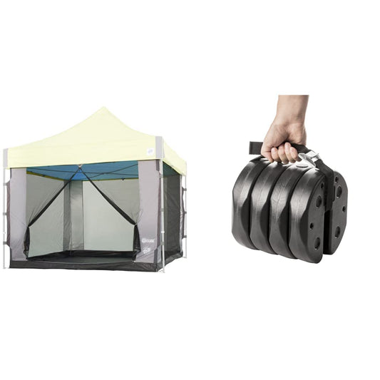 E-Z UP Cube Mesh Canopy Screen Room, Fits 10' x 10' Straight Leg Canopy & US Weight Tailgater Canopy Weights, Safe Installation, and Removal to Secure Tents, Canopies, and Umbrellas at Outdoor Events