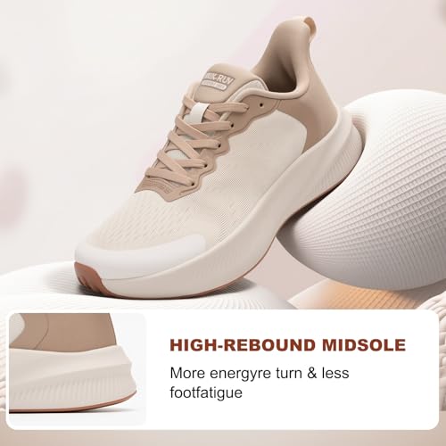 ALEADER Wide Toe Box Shoes Women Running Walking Tennis Work Nurse Sneakers 8.5 Wide / Oatmeal