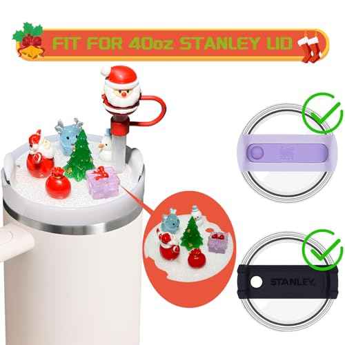 Cup Lid Accessories for Stanley Cup, 1Pcs Siliocne Straw Cover Cap Topper, 1Pcs Cute Charms for Stanley Cups 40oz Tumbler with Handle