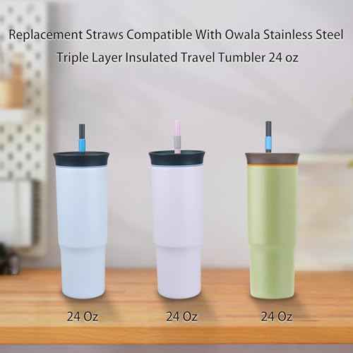 Replacement Straws Compatible with Owala 24oz Tumbler, with 1 Brush,Pack of 6 (6 colours)
