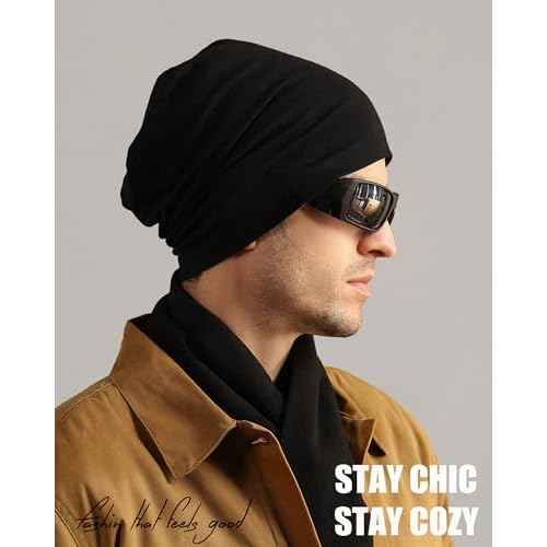 Summer T-Shirt Cotton Slouchy Beanie for Women Men Fashion Style Soft Hipster Daily Hat Lightweight Skull Sleep Cap