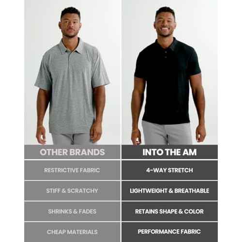 INTO THE AM Performance Dri Fit Polo Shirts for Men S-4XL - Quick Dry Moisture Wicking Athletic Sport Collar Work Shirts