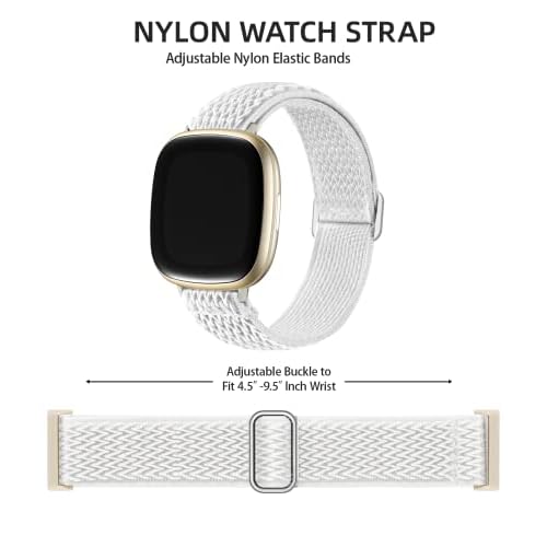 Adorve Compatible with Fitbit Versa 3/Fitbit Versa 4 /Fitbit Sense/Sense 2 Bands for Women Men, Adjustable Stretchy Solo Loop Elastic Nylon Sport Strap for SmartWatch Replacement