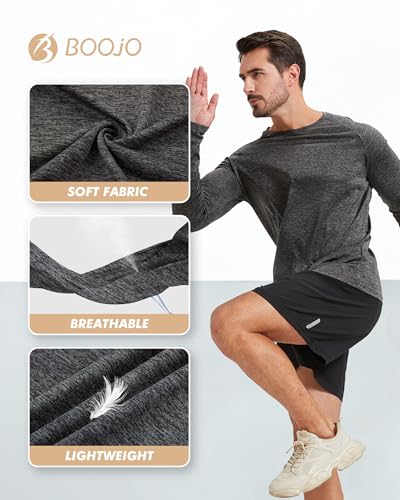 X-Large 7 Pack Men's Long Sleeve Quick Dry Sun Protection Gym T-Shirts - Black, Grey, Blue