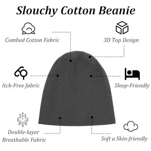 2 Pieces Unisex Lightweight Slouchy Beanie for Men Women, Fashion Style Soft Hip-Hop Caps, Breathable Night Sleeping Hat Skull Caps for All Seasons