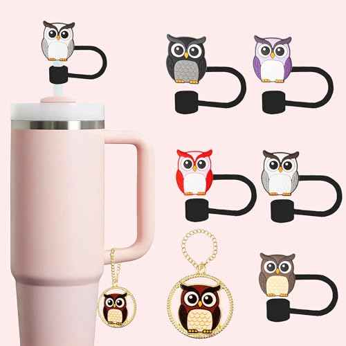 Owl Straw Topper, 10mm (0.4in) Cute Owl Straw Topper, Covers for Stanley Cup - Owl Accessories, Decor, Stuff, Things, Birthday Decoration, Gifts for Lovers, Women, Kids, Girls