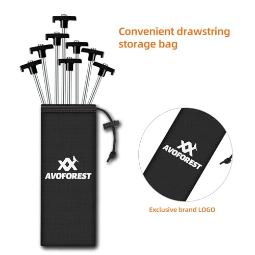 20+2PCS Tent Stakes Heavy Duty Camping Stakes,AVOFOREST 9.8Inch Non-Rust Metal Tent Pegs Ground Stakes Tent Spikes Camping,Garden,Hiking Black