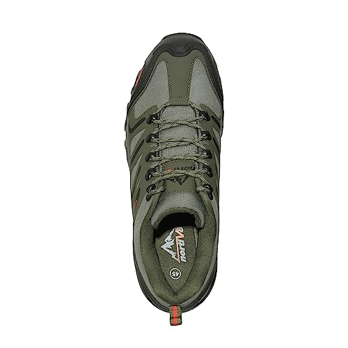 Men's Waterproof Low Top Hiking Shoes - Army Green/Black/Orange, Size 11
