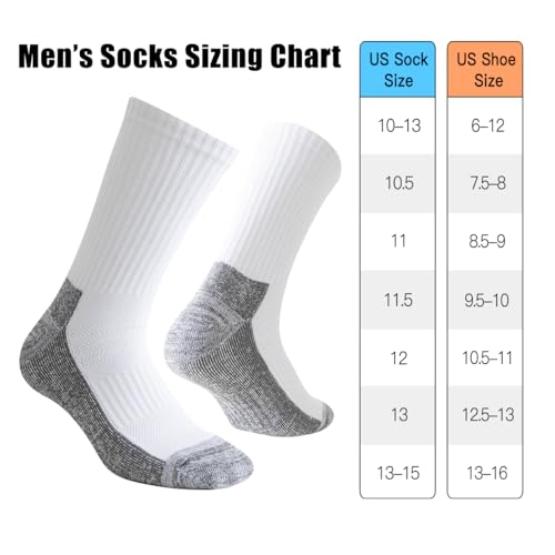 JOYN?E 8 Pair Mens Thick Cushioned Athletic Crew Socks Breathable Moisture Wicking Work Running Socks for Men Size 9-12/12-15