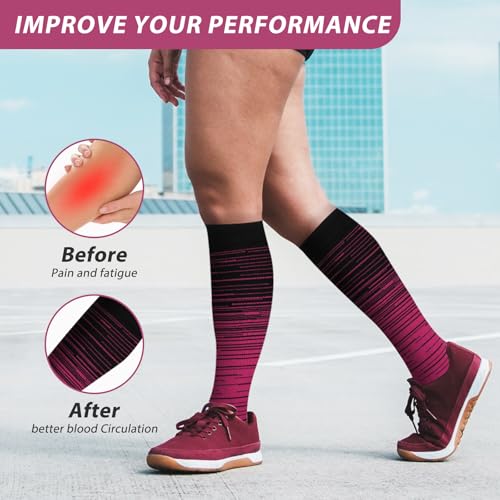 Hello Momoya Compression Socks for Men and Women - Knee High, Circulation, 8 Pairs Large-X-Large Multicolor