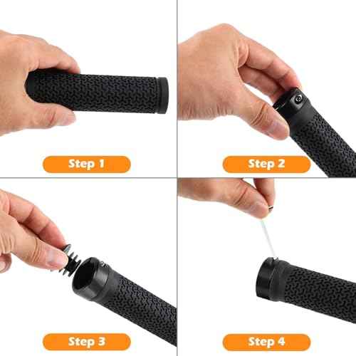 Bike Handlebar Grips 131mm Rubber Ergonomic Anti-Slip Bicycle Grips with End Caps & Screws, Shock-Absorbing Comfortable Lock-On Grips for 22.2mm MTB BMX Folding Bike E-Bike City Scooter