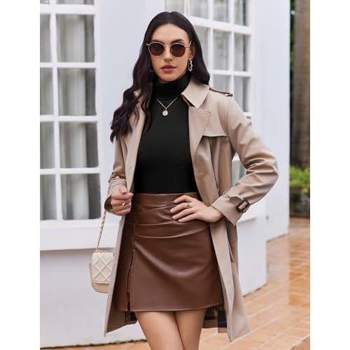 Ekouaer Womens Turtleneck Shirts Long Sleeve Slim Fit Fall Fashion Base Layer Pullover Fleece Ribbed Thermal Underwear Tops
