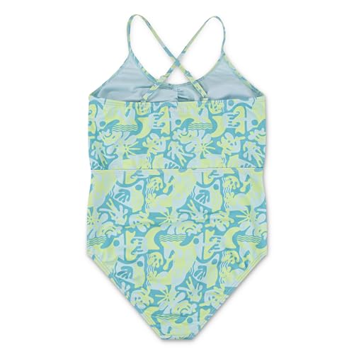 Hurley Girls' 1-Piece Cut Out Swimsuit - Turquoise Waves, Size 8