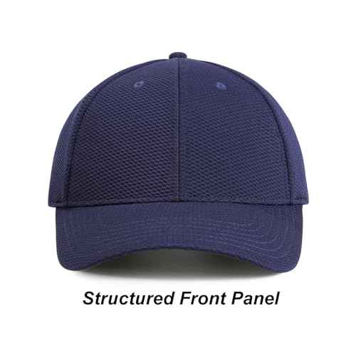 FEICUI Adjustable Mesh Back Baseball Cap for Men Structured Plain Design 6 Panel Sports Sun Hat