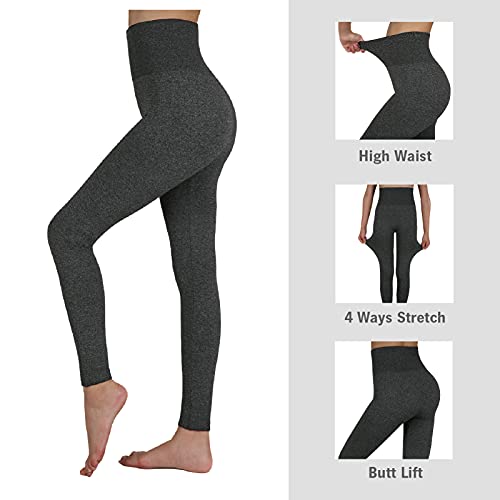 Thermal Fleece-Lined High-Waisted Leggings for Women - Small-Medium Black & Dark Grey