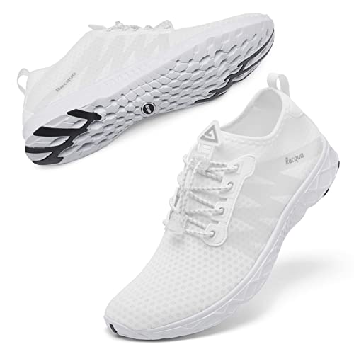 Breathable Mesh Water Shoes for Women and Men - Sx126 White, Size 8.5 Women / 7.5 Men
