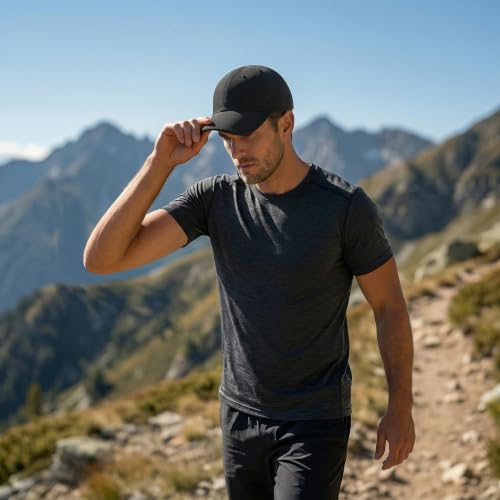Quick Dry Baseball Cap Unstructured Athletic Golf Hat for Women Men - Black