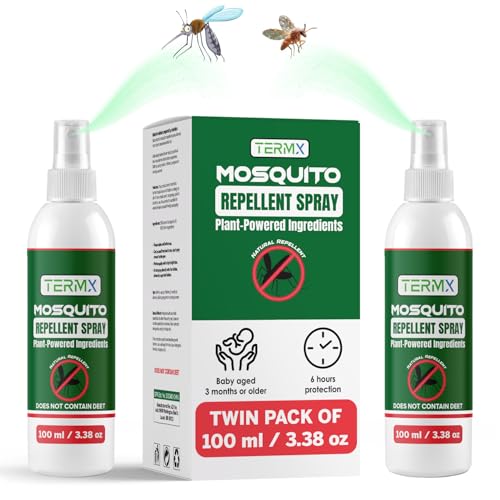 Natural Mosquito Repellent Spray TwinPack 6.75 oz DEET Free Insect Repellent Spray Lemon Eucalyptus Oil Scent for Mosquitoes Gnats Black Flies No-See-ums repelente de Mosquitos para ninos