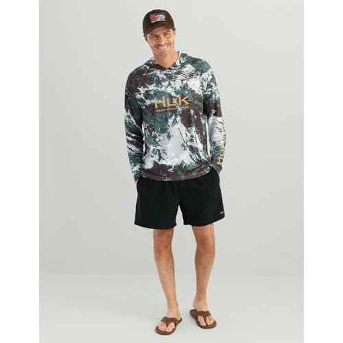 HUK Men's Pursuit Pattern Crew Long Sleeve, Performance Shirt