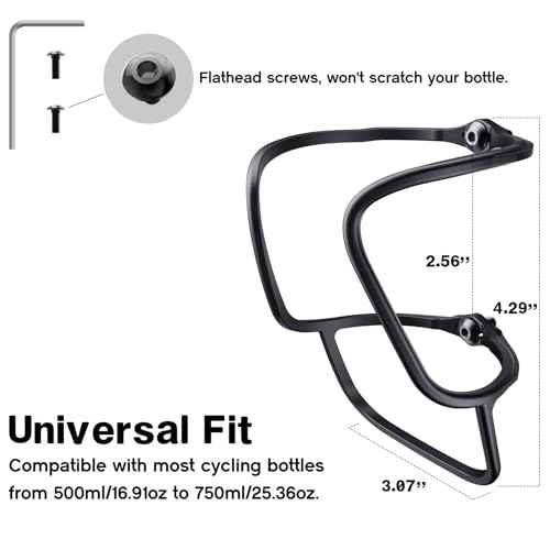 Mixed 2-Pack Bike Water Bottle Holder Cage - Carbon Fiber Reinforced, Only 12g - Universal Bike Cup Rack for Road & MTB Bicycles with Secure, Includes Screws & Tool for Easy Installation (Black)