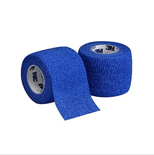 Self-Adherent Wrap Blue 1 x 5 Yards, Box of 30 Rolls for Wound & Injury Support