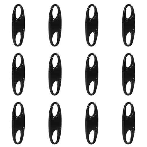 12Pcs Double Small Carabiner Clips, Zipper Pull Replacement Zipper Clip Theft Deterrent Zipper Locks Anti Theft for Backpacks Traveling Camping Suitcases