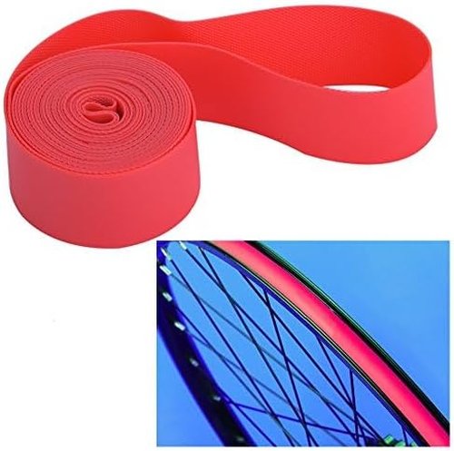 Dilwe Tire Liners, PVC Red Rim Strip Rim Tape Fits 20inch 24inch 26inch 700C Riding Wheels(24inch)
