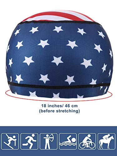 Geyoga 4 Pack Cooling Skull Cap Sweat-Wicking Beanie Bandana - One Size Retro Style