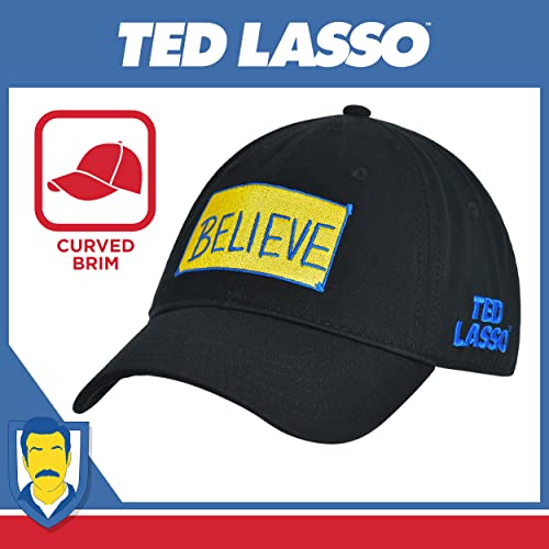 Ted Lasso Baseball Cap - Black Cotton Dad Hat with Embroidered 'Believe' Logo