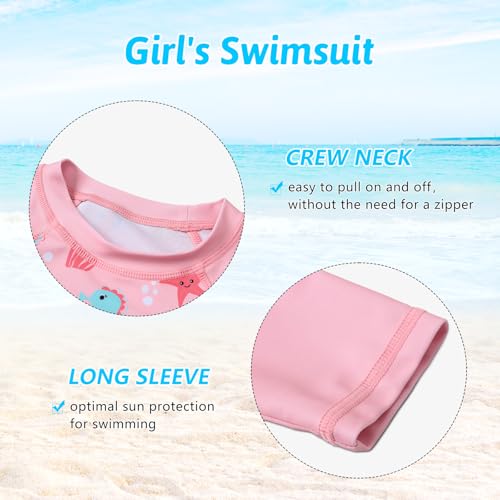 Girls Rash Guard Set Long Sleeve Swimsuit Bathing Suit 3-12 Years - Variation 5-6 Years / 009