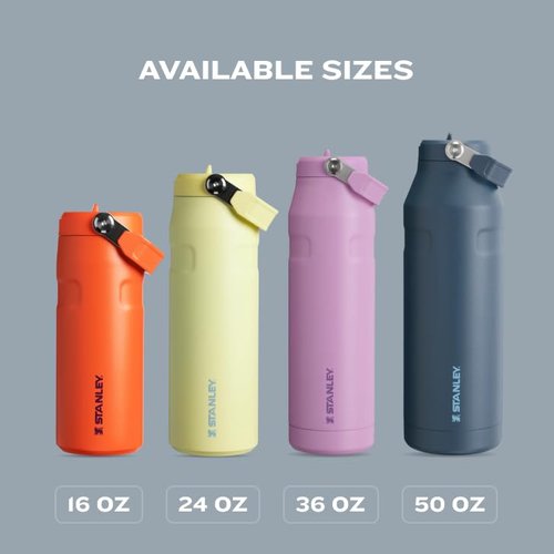 Stanley IceFlow Flip Straw 2.0 Water Bottle 36 OZ | Built-In Straw with Larger Opening | Lightweight & Leak-Resistant | Insulated Stainless Steel | BPA-Free | Ash