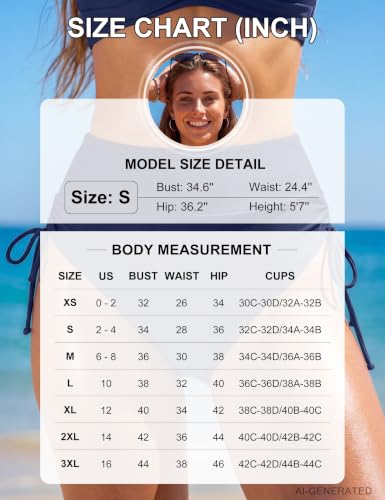 High Waisted Bikini Bottoms for Women - Full Coverage, Tummy Control - Medium Dark Blue