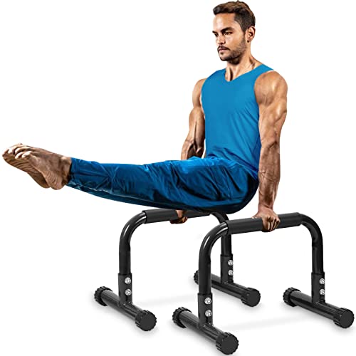 Black 12-Inch Parallettes Push Up Bars for Home Gym & Calisthenics
