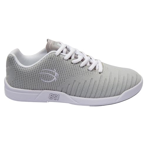 Women's Bowling Shoes - Lightweight with Cushioned Support, Grey + Purple, Size 7