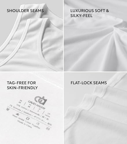 Men's Combed Cotton Tank Top - Soft Breathable Moisture-Wicking Undershirt, Large White