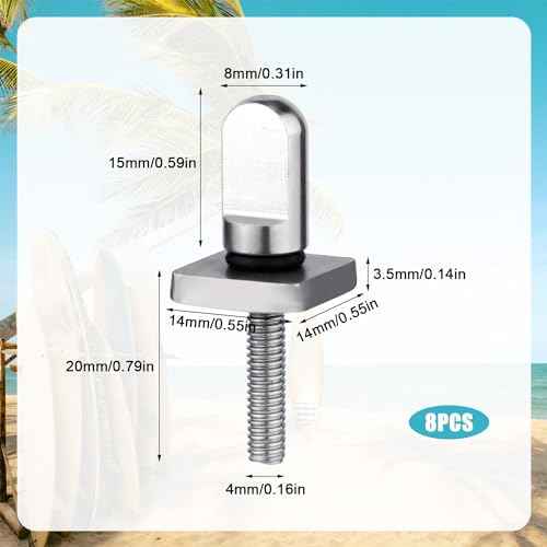 316 Stainless Steel Fin Screws, No Tool Surfboard Fin Screws with O Rings Paddle Board Fin Replacement for SUP Paddleboard Longboard Surfing Accessories