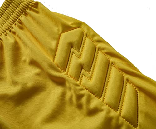 Men's Soccer Goalkeeper Jersey Set - Padded Shirt Shorts Socks, 14 Years Yellow