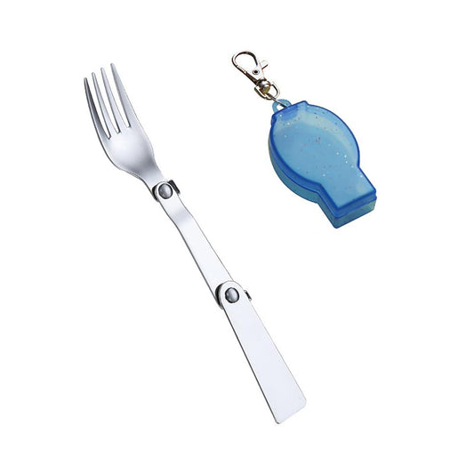 Folding Forks Silverware with Case Portable Foldable Travel Camping Utensils Collapsible Pocket Fork with Storage Box Retractable Salad Dinner Fork Keychain Compact Picnic Hiking Backpacking Forks