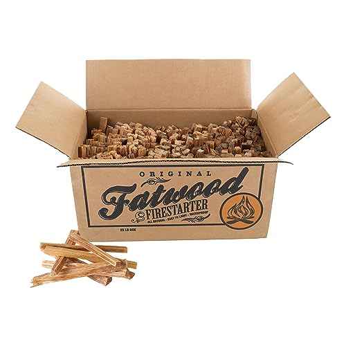 Fatwood Fire Starter Sticks 25lb Box - Indoor or Outdoor All Natural Pine Fire Starters for Campfires, Fireplace, Firepit, Wood Stove, or BBQ Grill - Kindling Wood Firewood Lighter by Pure Garden
