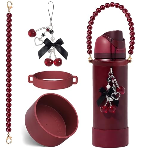 4pcs Water Bottle Accessories Set for Owala FreeSip 32oz - Black Cherry