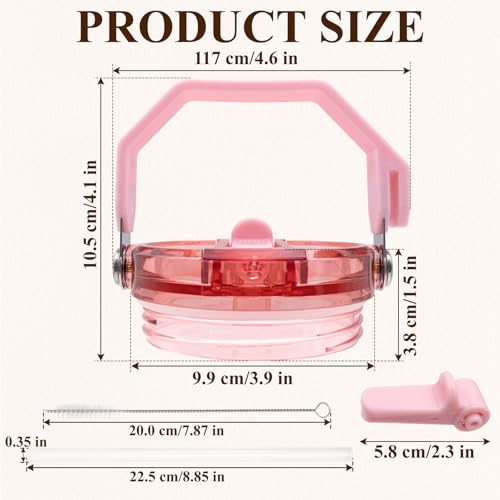Pink Flip Straw Lid with Handle for 40oz Stanley Quencher Tumbler Replacement Accessory