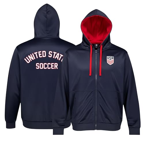 US Soccer USMNT Full Zip Hoodie - Unisex Adult Navy X-Large, Sideline Variation