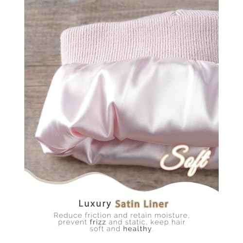 Beanie for Women Men Satin Lined Winter Hat Slouchy Beanie with Silk Lining for Hair Warm Knit Ski Hat Unisex