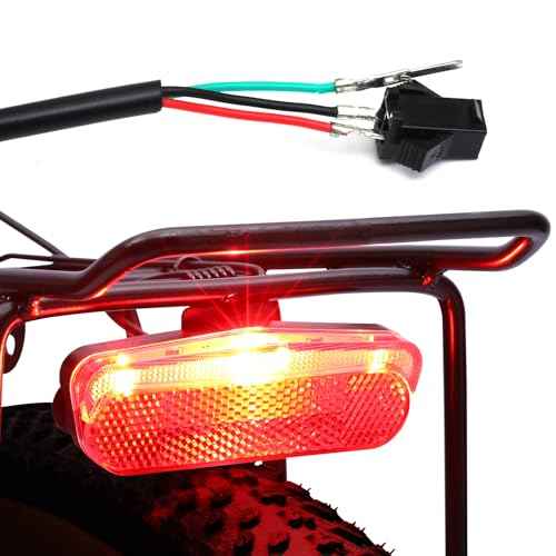 EBike Tail Light with SM Connector, DC 6V-60V, Integrated Reflector, Fits 50mm / 80mm Rack Mount, Waterproof IPX5, with 2 Brightness Choice Electric Bike Taillight