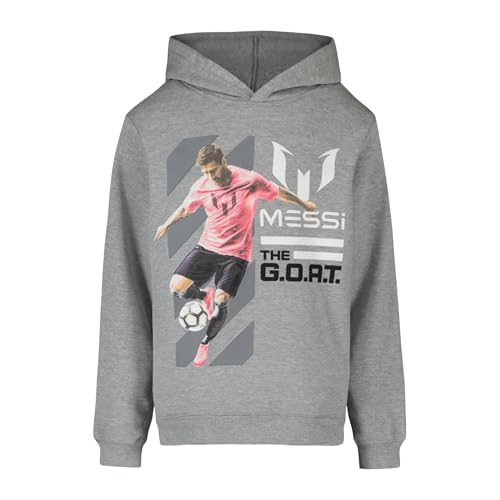 Messi Boys' Long Sleeve Hoodie Sweatshirt Heather Grey 10-12
