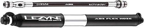 LEZYNE Pressure Drive Bicycle Tire Hand Pump, High Pressure 120psi, Presta & Schrader, ABS Flex Hose, Compact Bike Pump