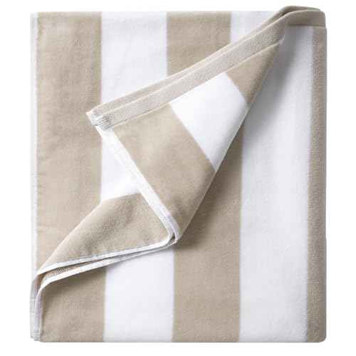 LULUHOME Large Oversized Beach Towel - Big Cotton 36 x 70 Inch Striped Pool Towel, Large Cabana Soft Swimming Towel for Adult Men Women,Chiffon