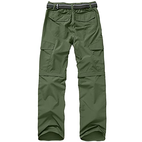 Men's Convertible Cargo Pants for Hiking, Safari & Fishing - Army Green 34/608
