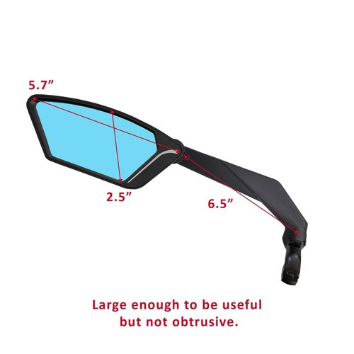 MEACHOW 2024NEW Handlebar Bike Mirror, Scratch Resistant Glass Lens, Ultra-HD, E-bike Mirror, Bicycle Mirror, (Blue Left Side) ME-013LB